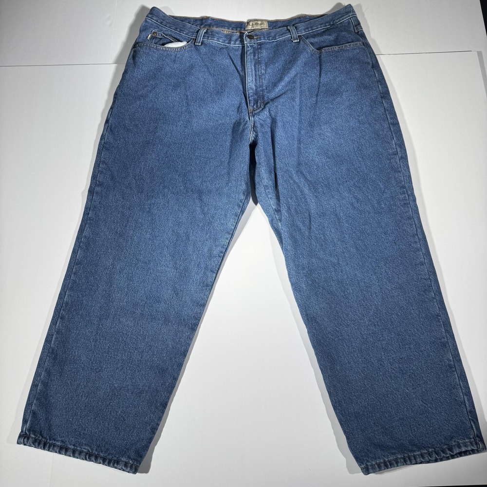 LL Bean Mens Relaxed Fit Flannel Lined Jeans Blue 42x28 (38x27) 139426 - Picture 1 of 10